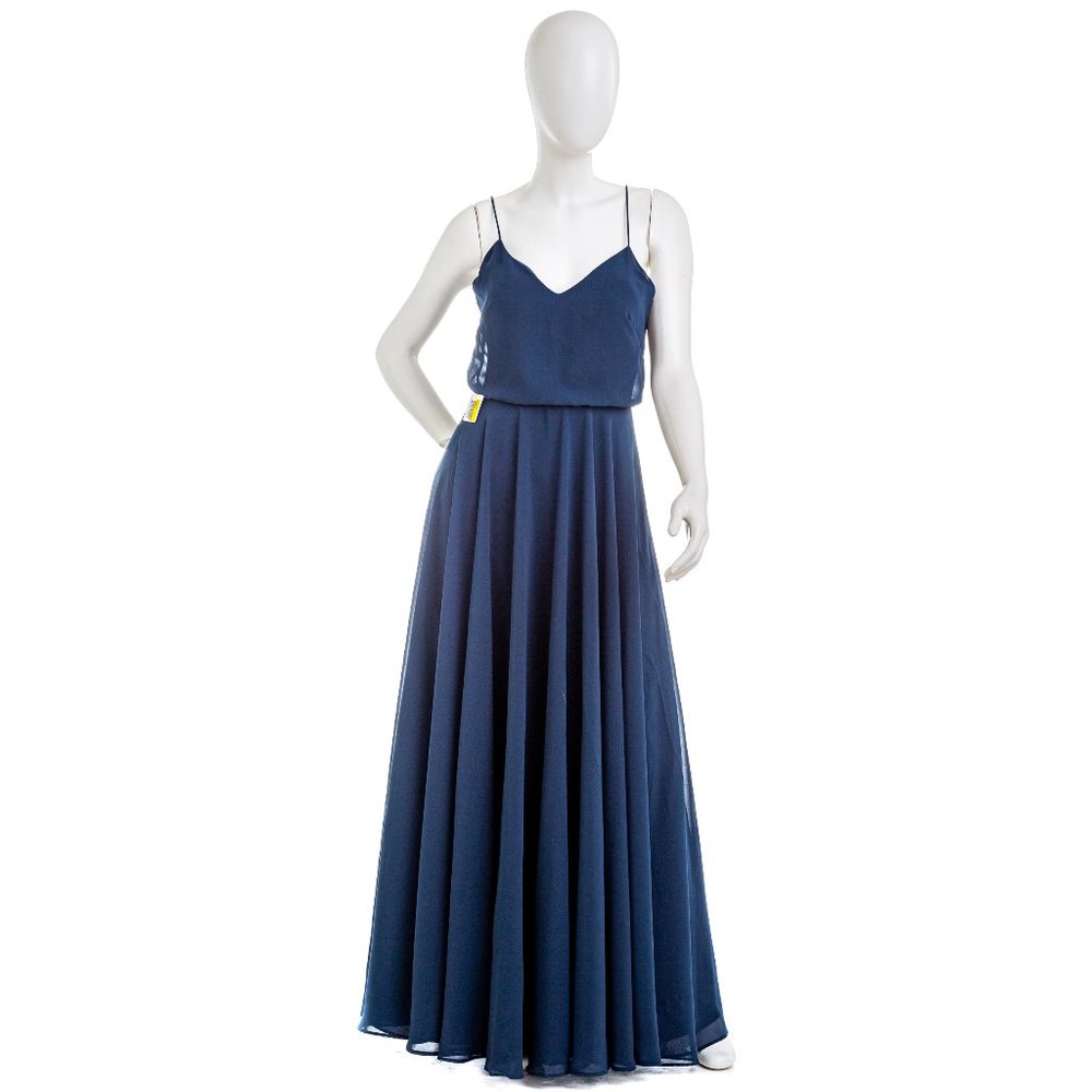 Inesse Chiffon V-Neck Spaghetti Strap Gown Sz 8